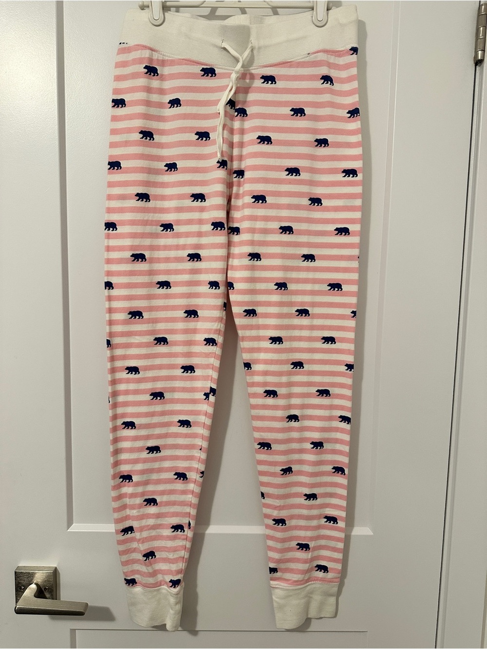 Little Blue House Pink White Stripe with Bears Jogger Pyjama Pants Size Small